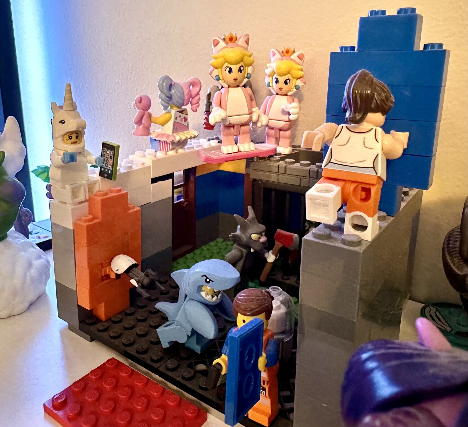 a photo of a lego diorama on my collectibles shelf