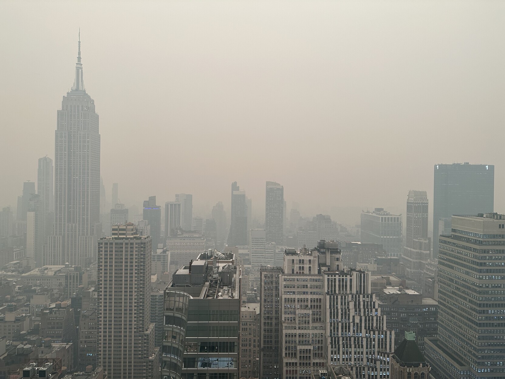 a photo looking towards downtown from the bryant park area in NYC