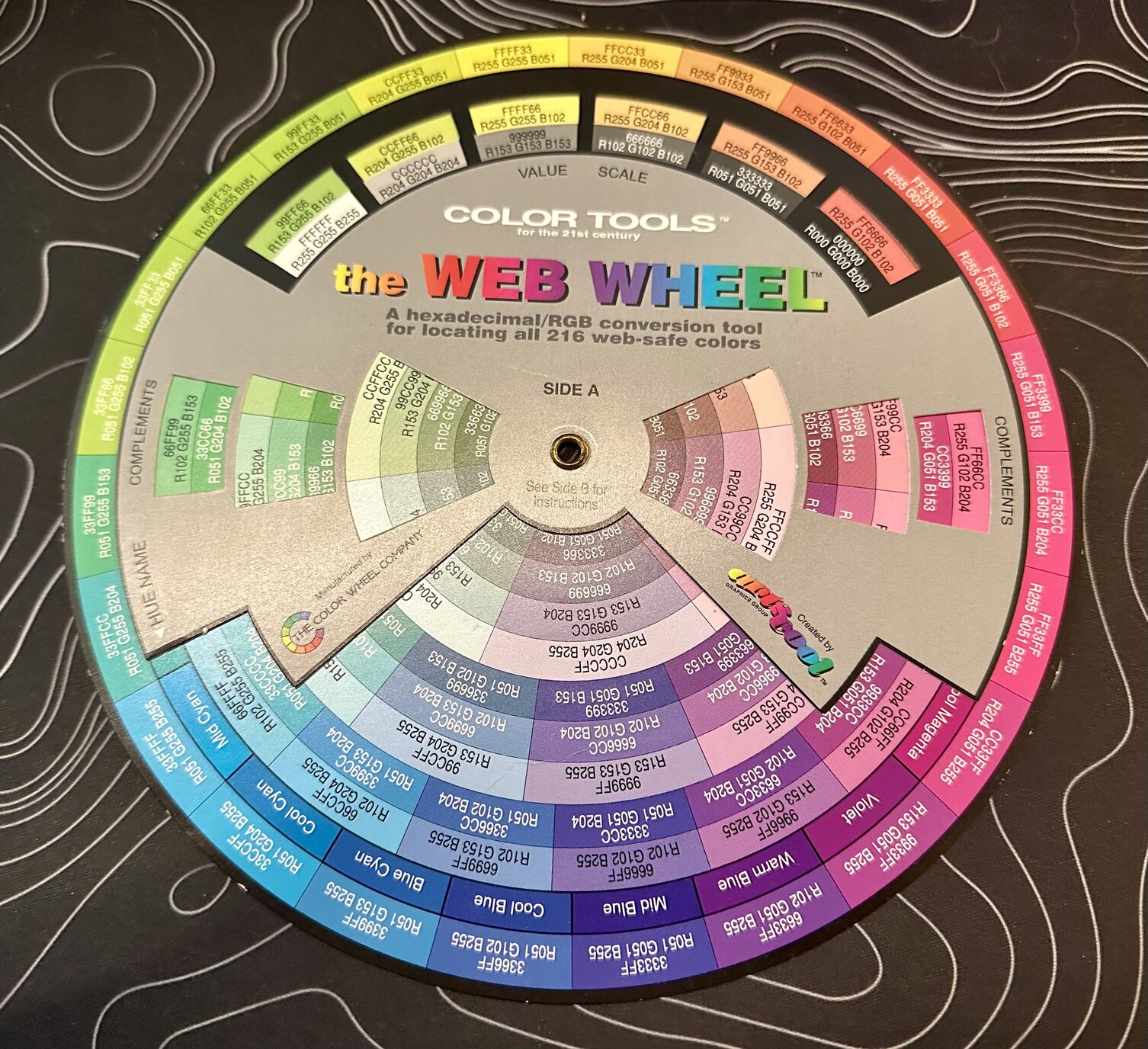 a photo of a web color wheel that shows you complementary colors 
