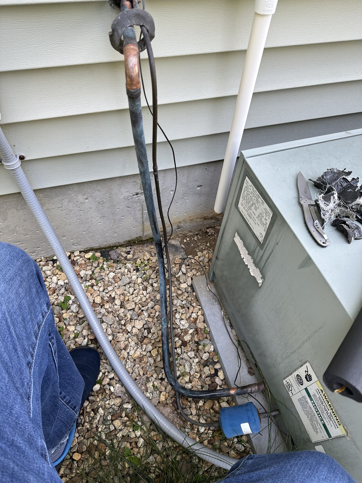 old insulation removed from pipe