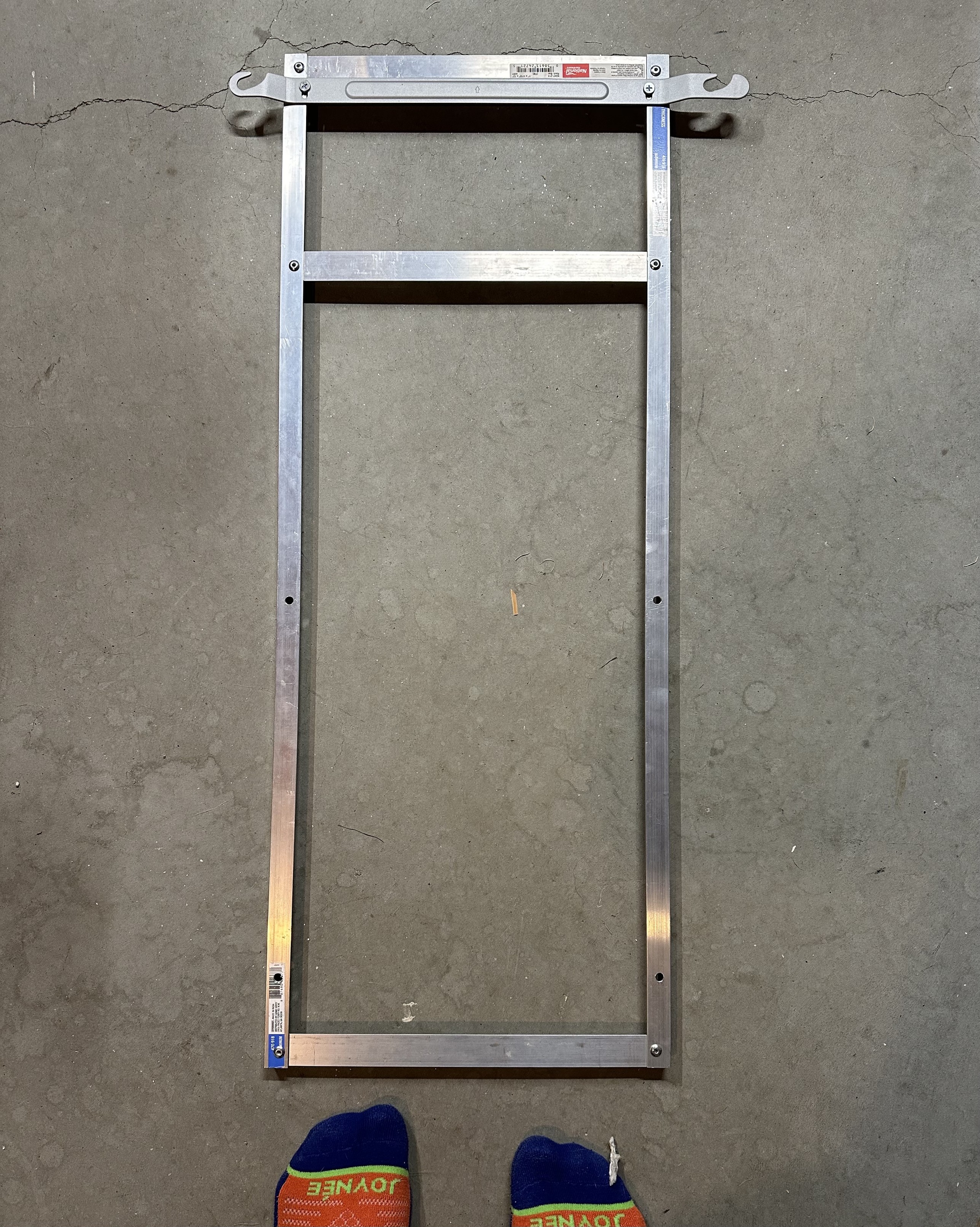 a frame of aluminum angle and aluminum bar stock that i will use to attach our soundbar to our tv
