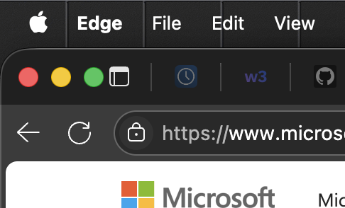 a screenshot of the title bar of a Microsoft Edge window where the “Tab” menu button is only a few pixels away from the window control buttons and it looks ridiculous