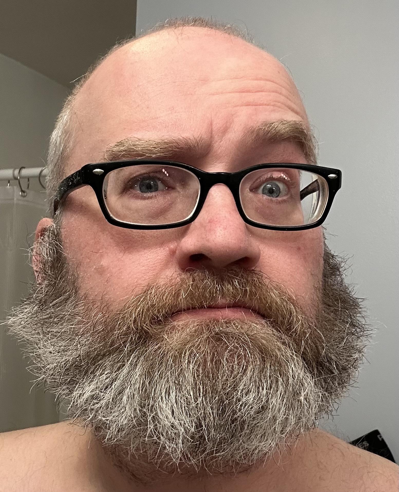 a photo of me with my super long beard brushed out looking crazy